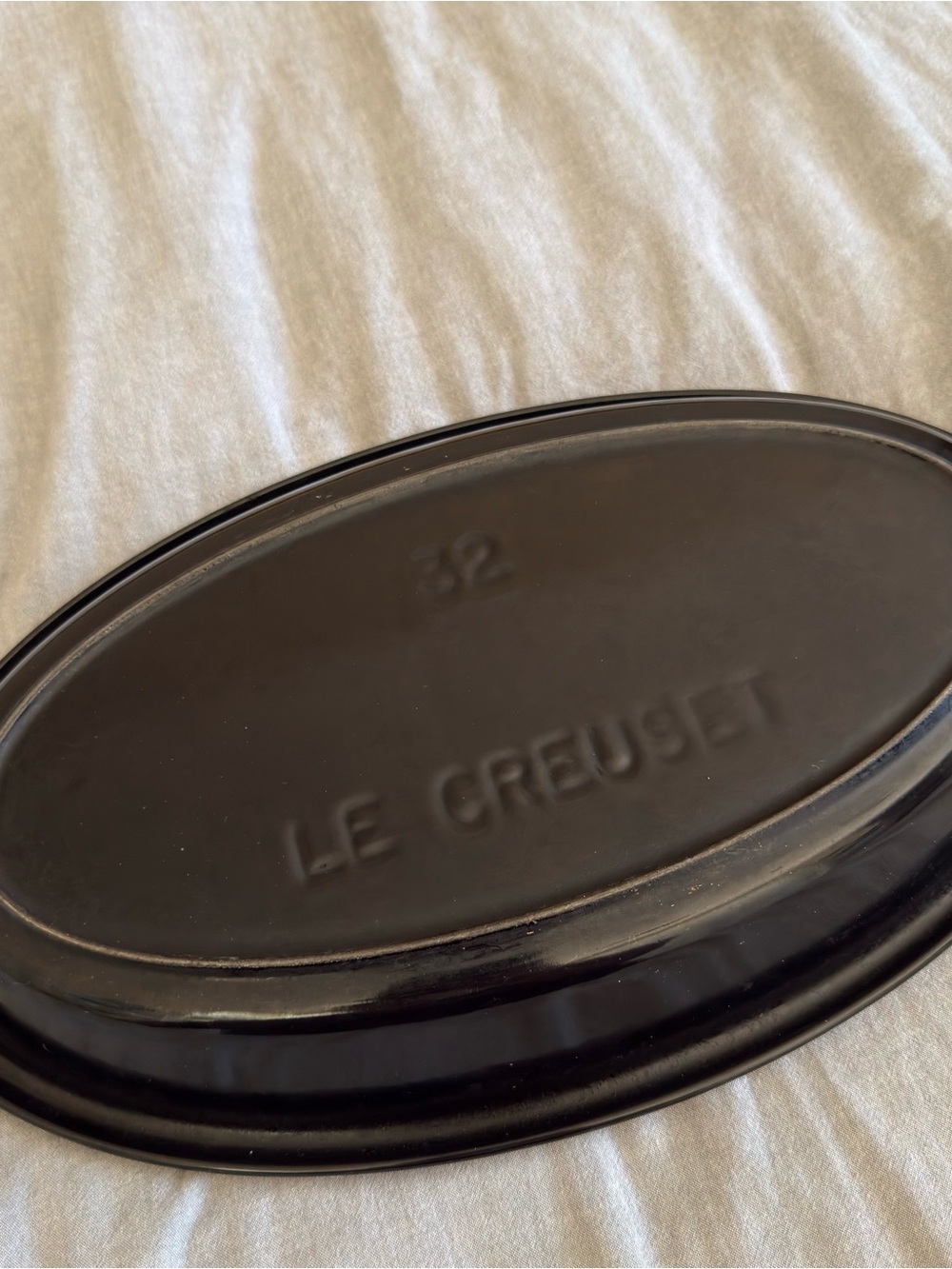 Vintage Le Creuset 32cm (~12.5") Black Stoneware Oval Baking Dish w/some Blemish